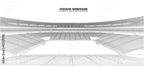 3D wireframe of stadium or sport arena. vector