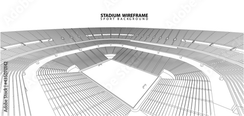 3D wireframe of stadium or sport arena. vector
