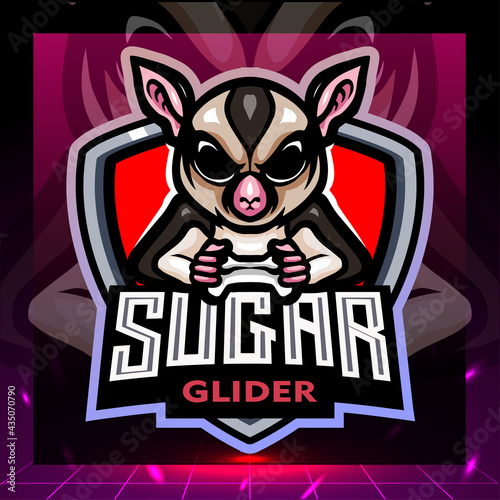 Sugar glider gaming mascot. esport logo design