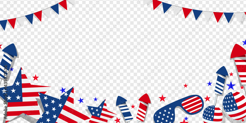 USA 4th of July celebration transparent background design with star