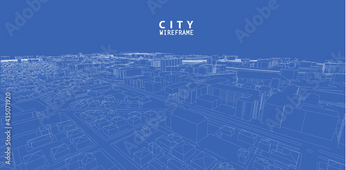 3d wireframe of building. sketch design.Vector