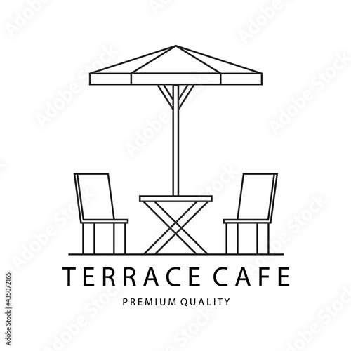 Terrace Cafe Art Logo Vector Illustration Minimalist Simple Design