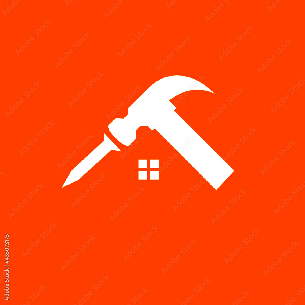 Roofing logo design with a hammer, nail with roof appearance. Download it now Roofing logo design with a hammer, nail with roof appearance. Download it now
