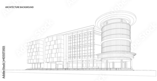 3d wireframe of building. sketch design.Vector