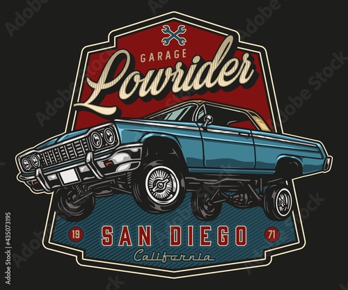 American custom car colorful vintage label