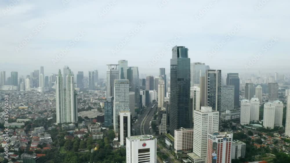 Aerial view of Jakarta city with quiet roads Aerial view of Jakarta city with quiet roads