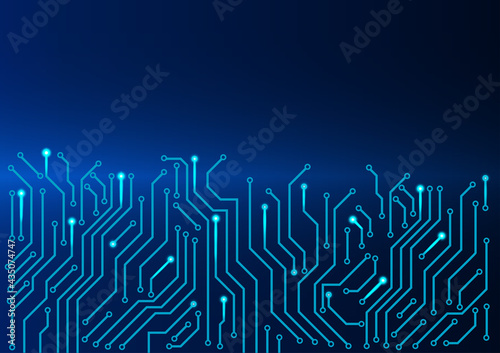 circuit board electronic or electrical line on blue engineering technology concept vector background