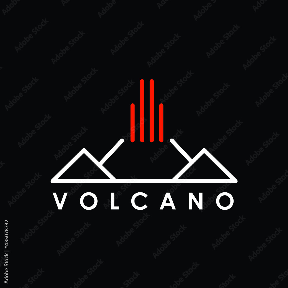 Obraz premium volcano line art simple flat minimalist logo design