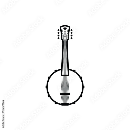 banjo string instrument simple flat minimalist logo design