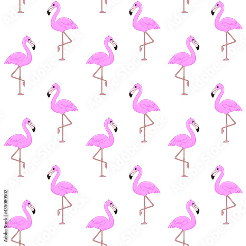 Seamless trendy pattern with flamingo. Cartoon vector illustration for prints, clothing, packaging and postcards.