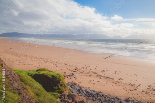 Fototapeta Naklejka Na Ścianę i Meble -  Scenic coastal seascape of Banna Strand beach at Ballyheigue Bay on the Atlantic coast of Ireland.