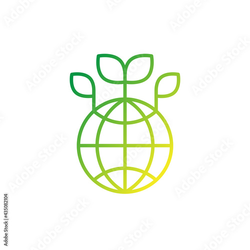 Green earth line icon on white