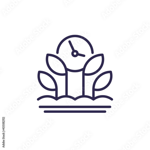 growing crops and time, agriculture line icon