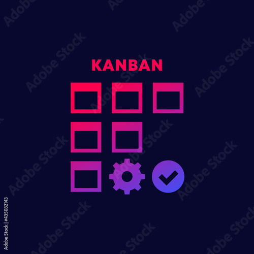 Kanban lean method, project management vector icon
