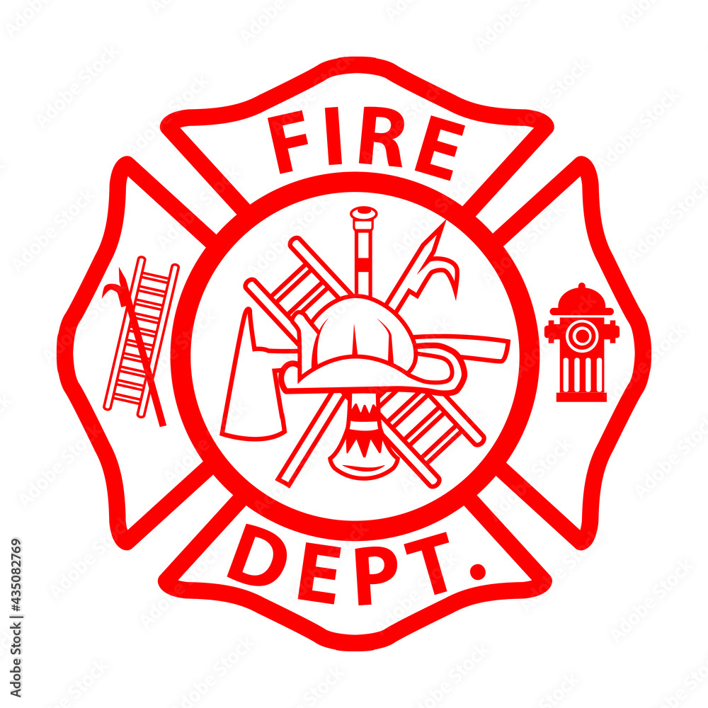 custom made wallpaper toronto digitalfireman emblem sign on white background. fire department symbol. firefighter’s maltese cross. flat style.