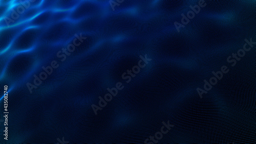 Loop animation of futuristic wave. Abstract technology background. Big data 3d vizualization. Connection structure. 3d rendering.
