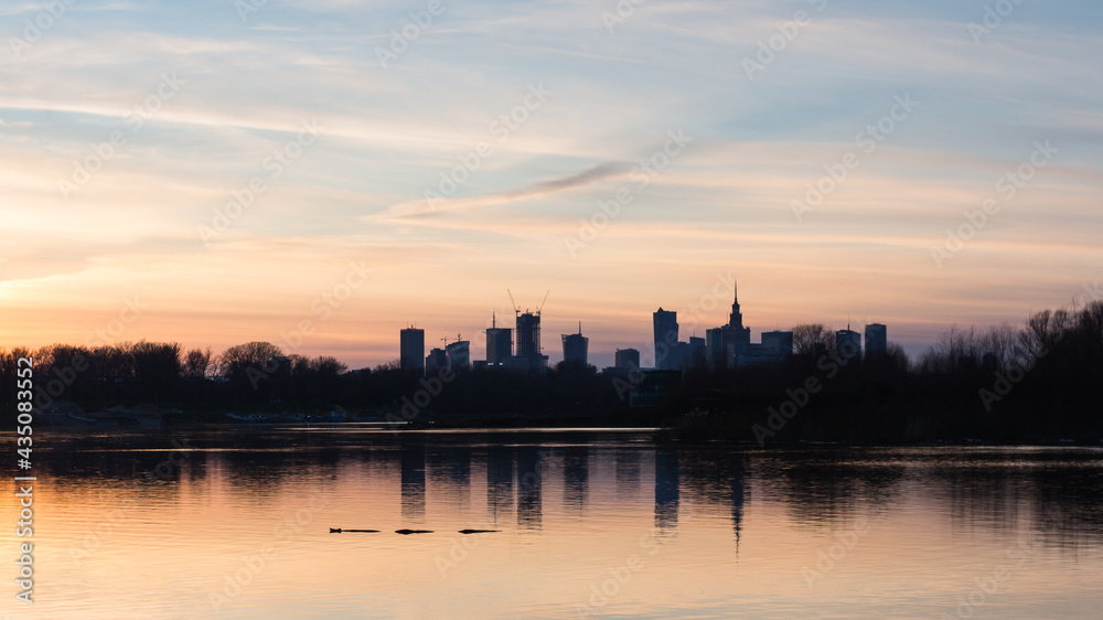 view on Warsaw at sunset