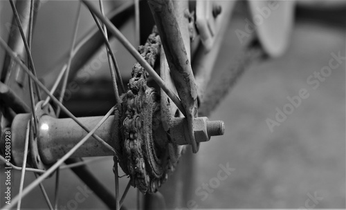 close up of a bicycle chain photo