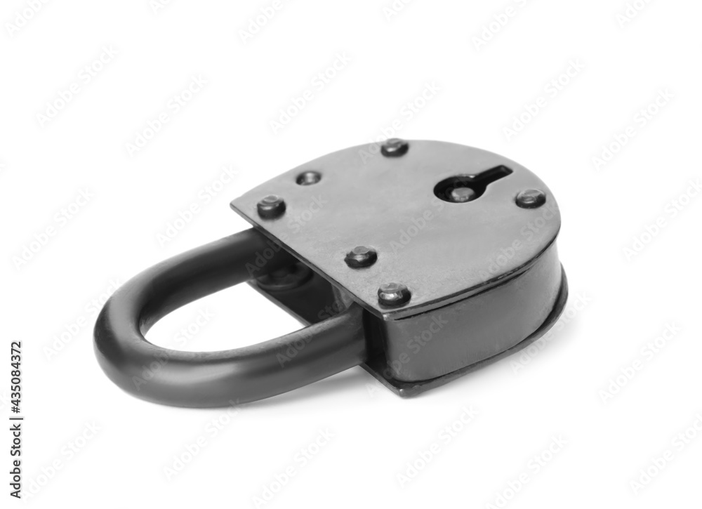 Modern padlock isolated on white. Safety and protection Modern padlock isolated on white. Safety and protection