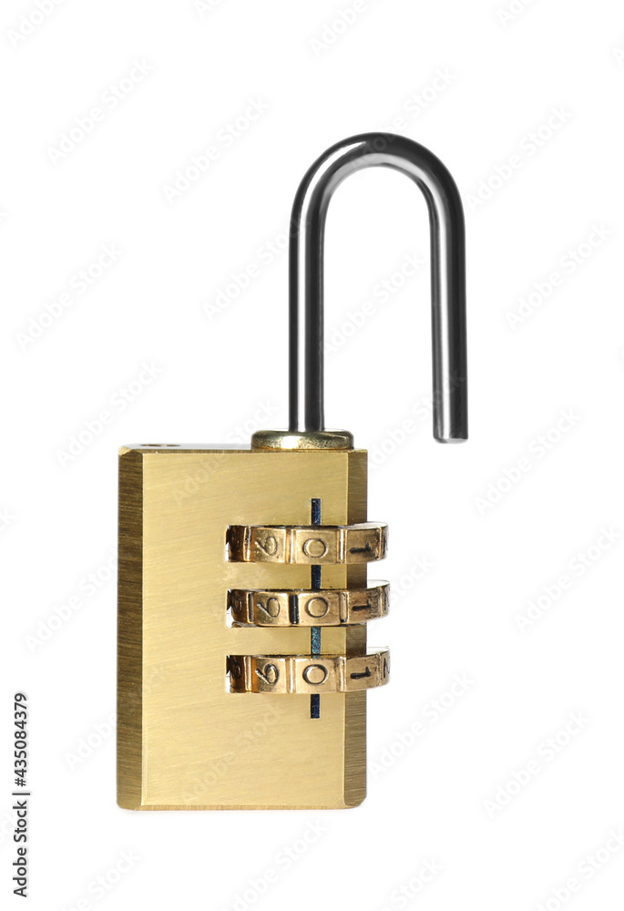 Modern padlock isolated on white. Safety and protection Modern padlock isolated on white. Safety and protection
