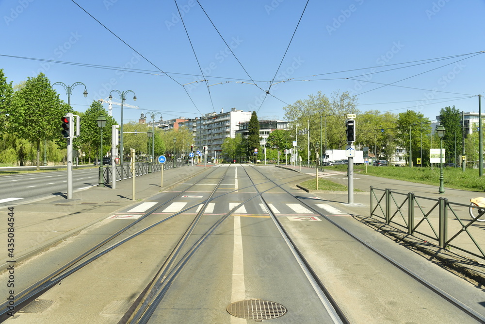 Rails de tram à l'avenue de Tervuren à Woluwe-St-Pierre 