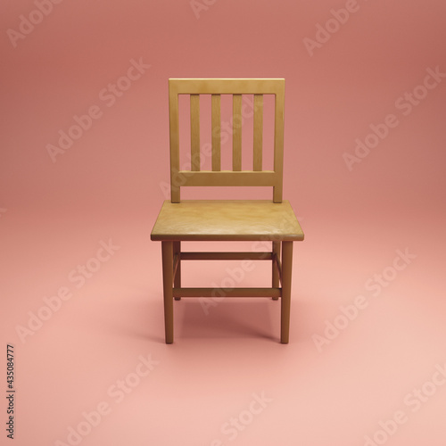 Simple wooden chair. 3d illustration