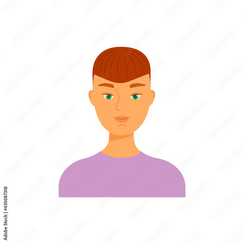 Human avatar character flat style vector illustration design. Icon of a man with green eyes. Human avatar character flat style vector illustration design. Icon of a man with green eyes.