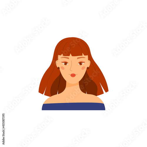 The Profile Icon Of the Female Head In the Chat is Isolated, the girl with the bun. Female Avatar Cartoon Character Portrait Flat Vector Illustration.