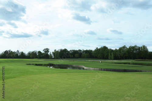 Beautiful view of golf course on sunny day