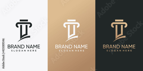 Law logo design combined with initial letter U. Inspiration, illustration logo for business