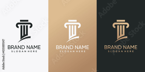 Law logo design combined with initial letter W. Inspiration, illustration logo for business