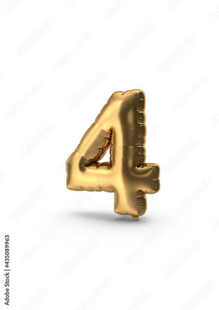 Illustration of Shiny Foil Balloon number 4 Illustration of Shiny Foil Balloon number 4