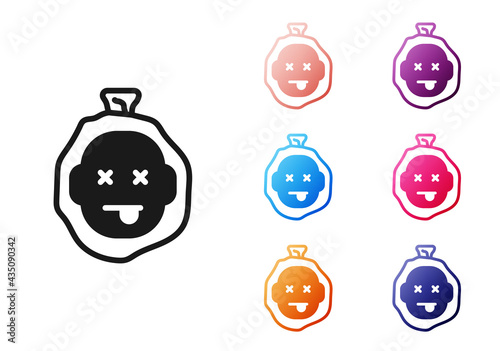 Black Murder icon isolated on white background. Body, bleeding, corpse, bleeding icon. Dead head. Concept of crime scene. Set icons colorful. Vector