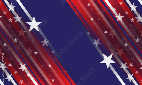 Independence day white stars red lines on blue United states of America design background vector illustration.