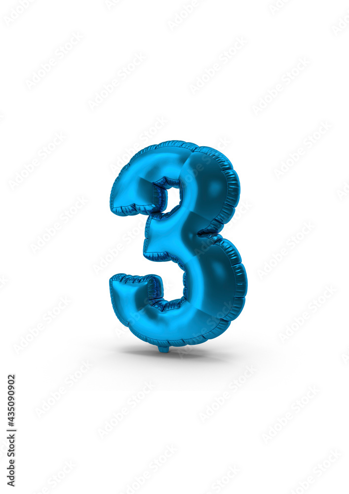 Illustration of Shiny Foil Balloon number 3 Illustration of Shiny Foil Balloon number 3