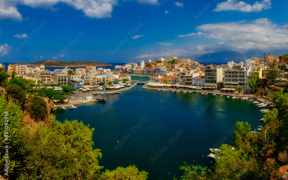 View of the bay of Agios Nikolaos with the famous port