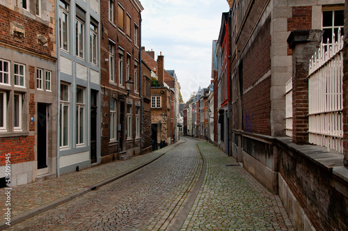 Maastricht, Netherlands - November 8, 2020: Old town street in the center of Maastricht.