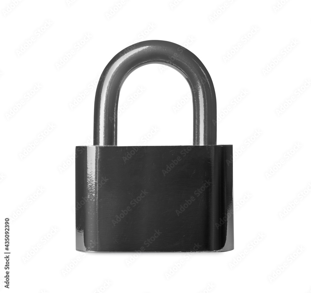 Steel padlock isolated on white. Safety concept Steel padlock isolated on white. Safety concept