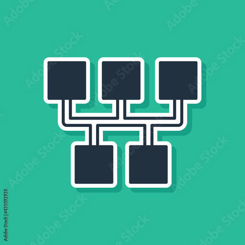 Blue Gear shifter icon isolated on green background. Transmission icon. Vector