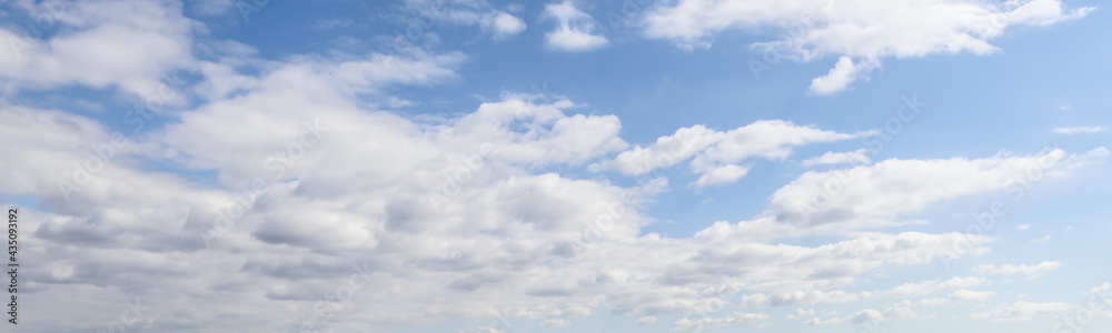 Fototapeta premium Beautiful blue sky with white clouds, banner design