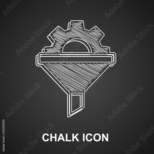 Chalk Sales funnel with arrows for marketing and startup business icon isolated on black background. Infographic template. Vector