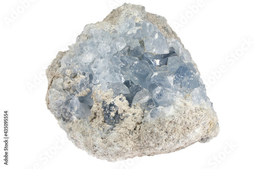 Canvas Print blue celestine from Madagascar isolated on white background