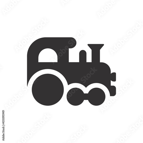 Baby train toy black vector icon. Glyph symbol.