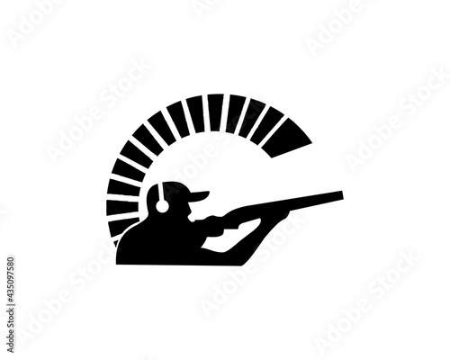 warrior shooting gun logo vector