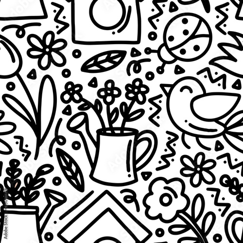 drawing of hand drawn garden