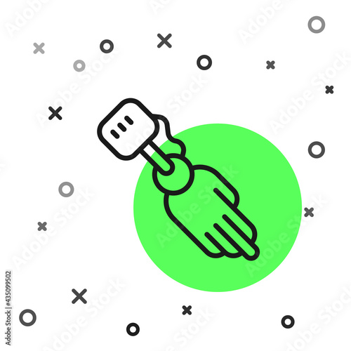 Black line Prosthesis hand icon isolated on white background. Futuristic concept of bionic arm, robotic mechanical hand. Vector