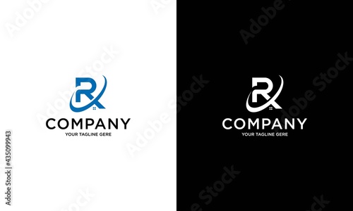 R logo design in vector for construction, house, real estate, building, property. Awesome and minimal trendy professional logo design template on a white and black background.