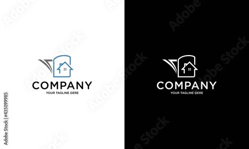 handle home logo design template elements with handshake and money illustration