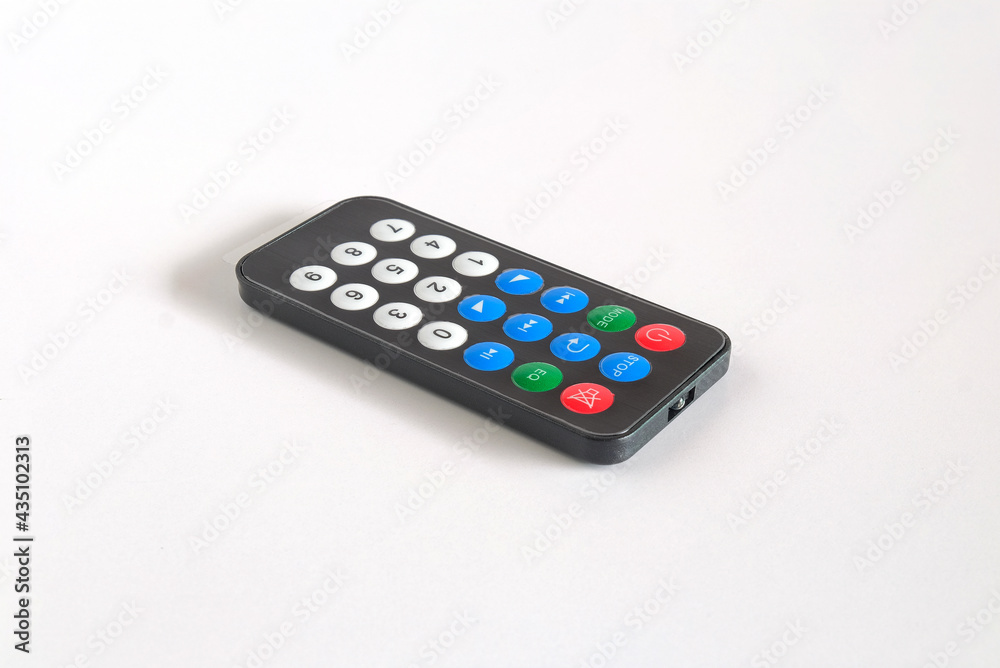 Universal Digital tv remote control on white background.