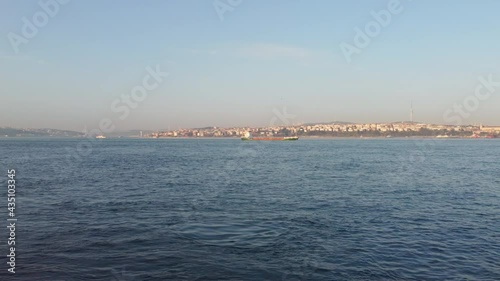 Turkey, Istanbul flight with a drone over the city, mosque, houses, Istanbul landmarks